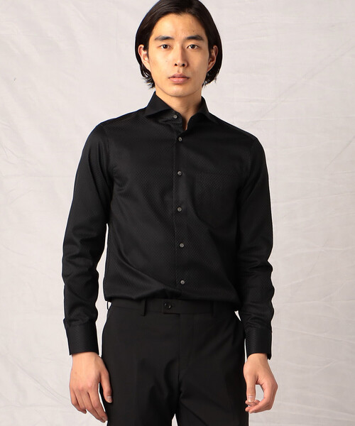 COMME CA MEN（コムサメン）の「【市松柄】ドビークロス ワイドカラー ドレスシャツ（シャツ/ブラウス・メンズ・ホワイト/ライトグレー/サックスブルー/ブラック・L/S/M/XL）」の19枚目の写真