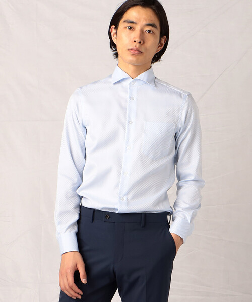COMME CA MEN（コムサメン）の「【市松柄】ドビークロス ワイドカラー ドレスシャツ（シャツ/ブラウス・メンズ・ホワイト/ライトグレー/サックスブルー/ブラック・L/S/M/XL）」の21枚目の写真