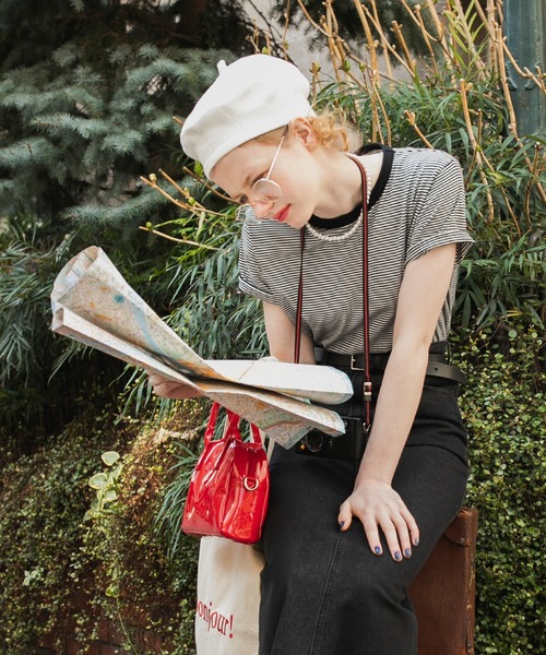 BONLECILL（ボンルシール）の「シーズンレスニットベレー帽（ハンチング/ベレー帽・レディース・グレー/アイボリー/ネイビー/ブラック・FREE）」の2枚目の写真