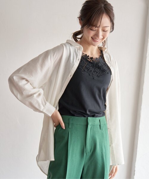 ikka（イッカ）の「【接触冷感・UVカット】前後レースタンクトップ（タンクトップ・レディース・ベージュ/オフホワイト/ブラック・S/M/L）」の4枚目の写真