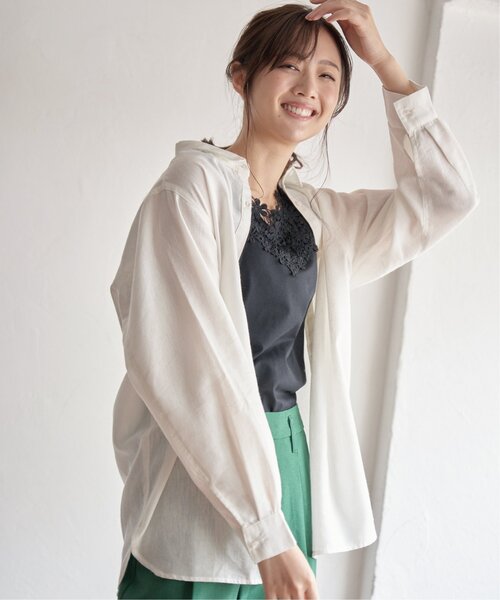 ikka（イッカ）の「【接触冷感・UVカット】前後レースタンクトップ（タンクトップ・レディース・ベージュ/オフホワイト/ブラック・S/M/L）」の5枚目の写真