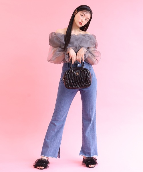 one after another NICE CLAUP（ワンアフターアナザーナイスクラップ）の「シアープリーツ×ラインストーンミュール（サンダル・レディース・アイボリー/ブラック・LARGE/SMALL/MEDIUM）」の11枚目の写真