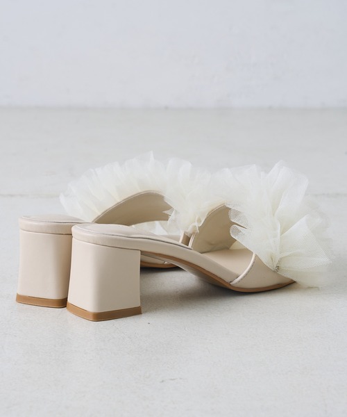 one after another NICE CLAUP（ワンアフターアナザーナイスクラップ）の「シアープリーツ×ラインストーンミュール（サンダル・レディース・アイボリー/ブラック・LARGE/SMALL/MEDIUM）」の8枚目の写真