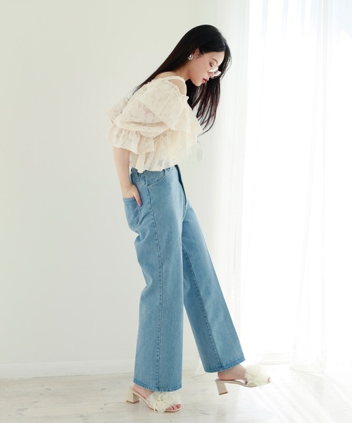 one after another NICE CLAUP（ワンアフターアナザーナイスクラップ）の「シアープリーツ×ラインストーンミュール（サンダル・レディース・アイボリー/ブラック・LARGE/SMALL/MEDIUM）」の14枚目の写真