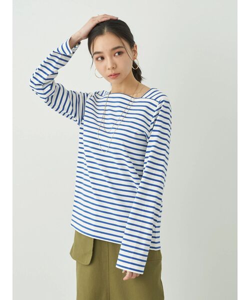 セール】スクエアネックボーダープルオーバー（Tシャツ