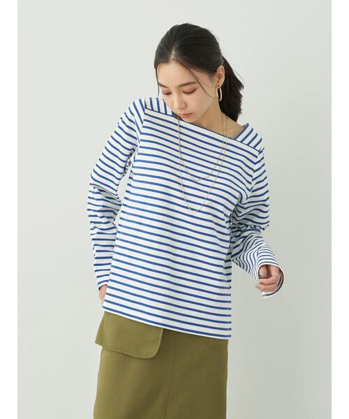 earth music&ecology(アースミュージックアンドエコロジー)の「スクエアネックボーダープルオーバー(Tシャツ/カットソー・レディース・ベージュ/ブラック/ブルー/ラベンダー・S/M)」の21枚目の写真