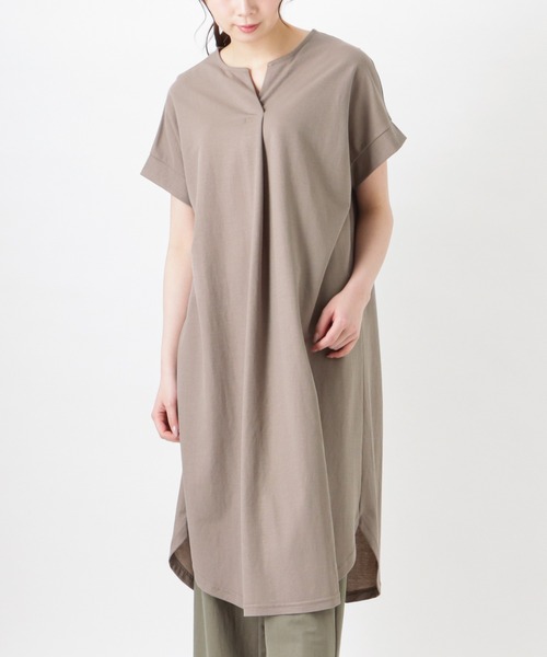 NAVY(ネイビー)の「SARARI 冷感スキッパーワンピース(ワンピース・レディース・ブルー/チャコール/カーキ/グレイッシュベージュ・フリー)」の3枚目の写真