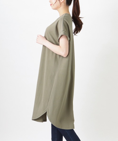 NAVY(ネイビー)の「SARARI 冷感スキッパーワンピース(ワンピース・レディース・ブルー/チャコール/カーキ/グレイッシュベージュ・フリー)」の8枚目の写真