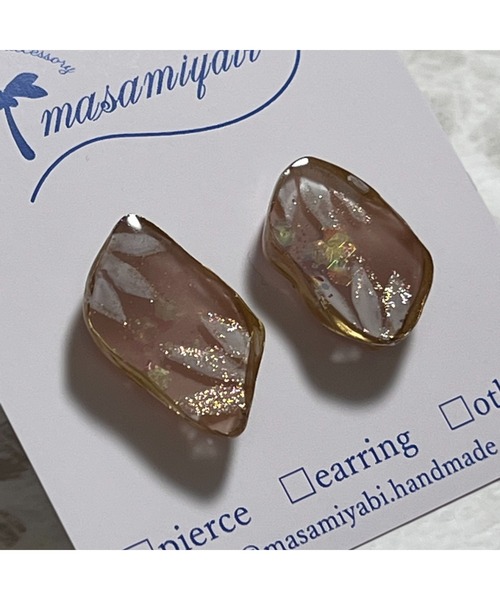 tone(トーン)の「【masamiyabi】アゲートスライスピアス(MA)(ピアス(両耳用)・レディース・サックスブルー/ベージュ/ピンク系その他・FREE)」の10枚目の写真