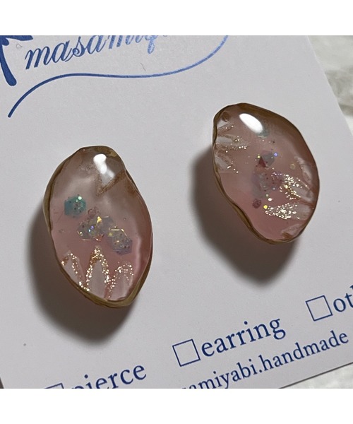 tone(トーン)の「【masamiyabi】アゲートスライスピアス(MA)(ピアス(両耳用)・レディース・サックスブルー/ベージュ/ピンク系その他・FREE)」の4枚目の写真