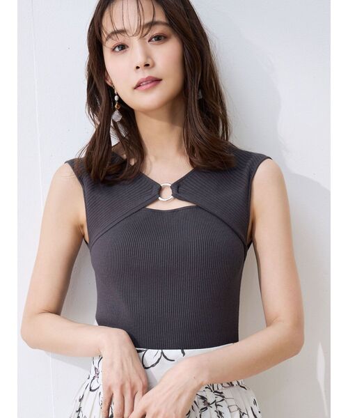 MERCURYDUO(マーキュリーデュオ)の「2WAYリングデザインコンパクトニット(ニット/セーター・レディース・オフホワイト/ブラック/パープル/イエロー・FREE)」の6枚目の写真