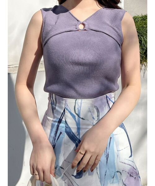 MERCURYDUO(マーキュリーデュオ)の「2WAYリングデザインコンパクトニット(ニット/セーター・レディース・オフホワイト/ブラック/パープル/イエロー・FREE)」の18枚目の写真