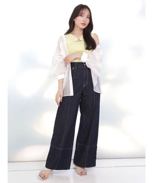 MERCURYDUO(マーキュリーデュオ)の「2WAYリングデザインコンパクトニット(ニット/セーター・レディース・オフホワイト/ブラック/パープル/イエロー・FREE)」の20枚目の写真