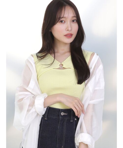 MERCURYDUO(マーキュリーデュオ)の「2WAYリングデザインコンパクトニット(ニット/セーター・レディース・オフホワイト/ブラック/パープル/イエロー・FREE)」の21枚目の写真