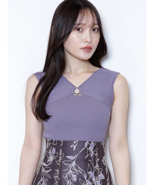 MERCURYDUO(マーキュリーデュオ)の「2WAYリングデザインコンパクトニット(ニット/セーター・レディース・オフホワイト/ブラック/パープル/イエロー・FREE)」の4枚目の写真