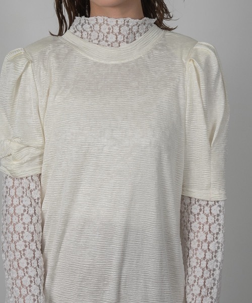 Amiur(エミレ)の「stretch flower lace tops(Tシャツ/カットソー・レディース・ブラック/アイボリー・FREE)」の9枚目の写真
