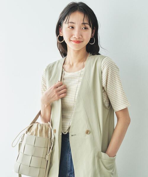 coen（コーエン）の「ダブルブレストジレ（ベスト・レディース・ブラック/ベージュ・M/L）」の6枚目の写真