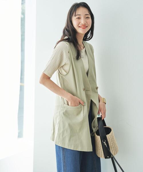 coen（コーエン）の「ダブルブレストジレ（ベスト・レディース・ブラック/ベージュ・M/L）」の8枚目の写真