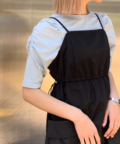 3.3 Field Trip （3.3フィールドトリップ）の「3.3 Field Trip／ポケットキャミワンピ　2199381（ワンピース・レディース・クリーム/ブラック/カーキ・MEDIUM/FREE）」の4枚目の写真