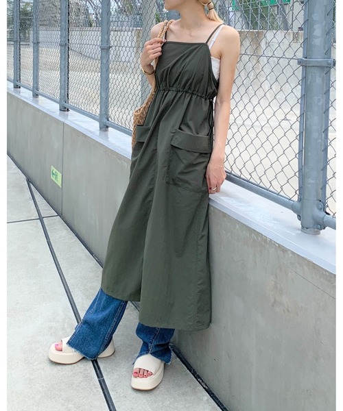 3.3 Field Trip （3.3フィールドトリップ）の「3.3 Field Trip／ポケットキャミワンピ　2199381（ワンピース・レディース・クリーム/ブラック/カーキ・MEDIUM/FREE）」の20枚目の写真