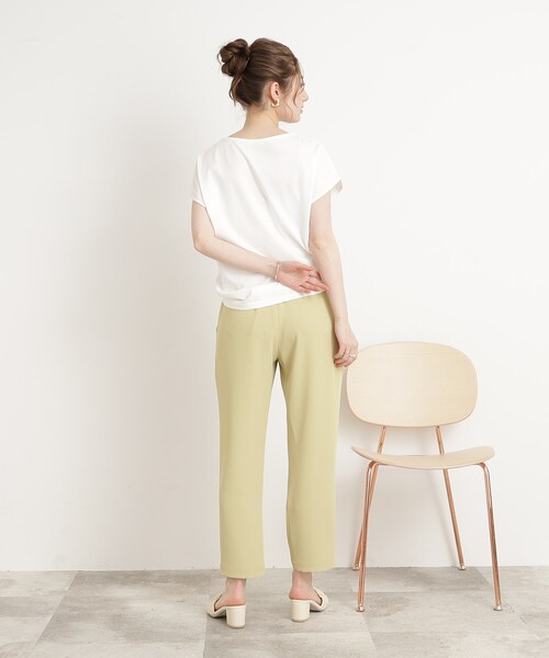 DRESKIP（ドレスキップ）の「◆【接触冷感】通勤にも〇 お顔回りを華やかに フロントレース トップス（Tシャツ/カットソー・レディース・ピンク系/ブラック/オフホワイト/ライトブルー・02/04/03）」の7枚目の写真