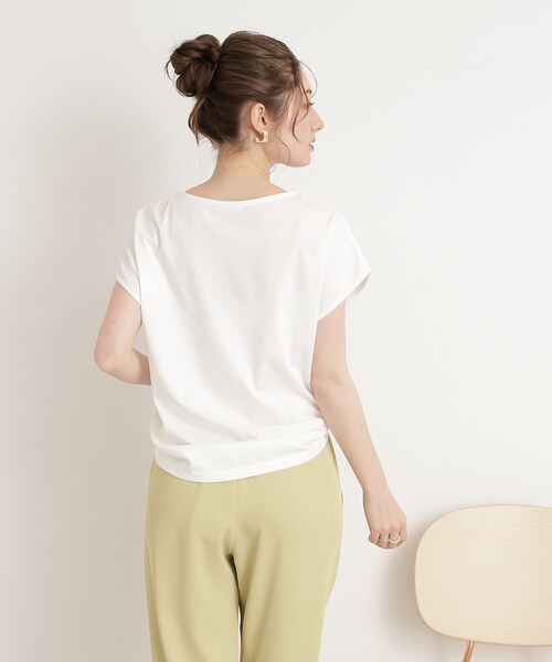 DRESKIP（ドレスキップ）の「◆【接触冷感】通勤にも〇 お顔回りを華やかに フロントレース トップス（Tシャツ/カットソー・レディース・ピンク系/ブラック/オフホワイト/ライトブルー・02/04/03）」の9枚目の写真