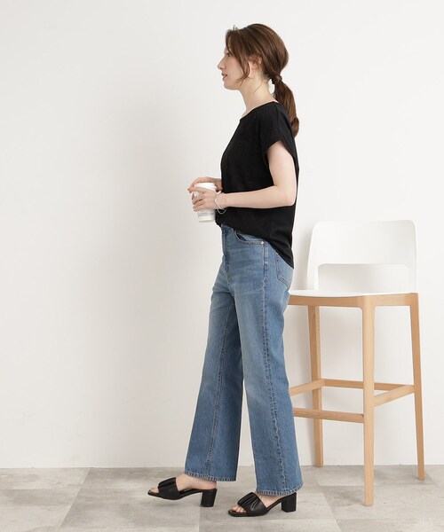 DRESKIP（ドレスキップ）の「◆【接触冷感】通勤にも〇 お顔回りを華やかに フロントレース トップス（Tシャツ/カットソー・レディース・ピンク系/ブラック/オフホワイト/ライトブルー・02/04/03）」の12枚目の写真