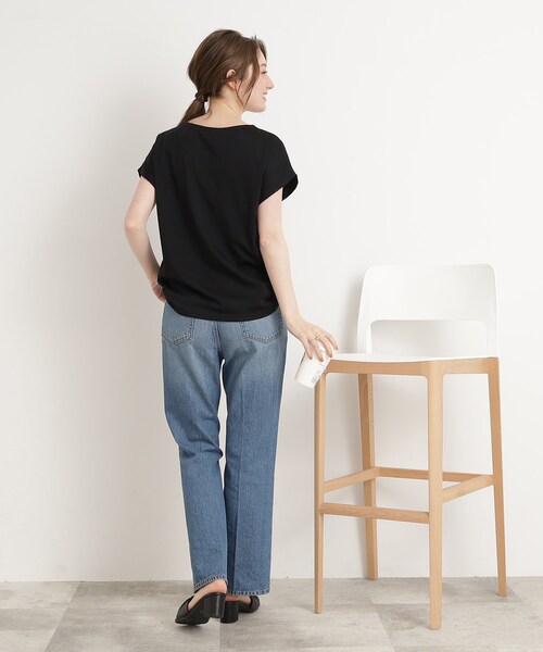 DRESKIP（ドレスキップ）の「◆【接触冷感】通勤にも〇 お顔回りを華やかに フロントレース トップス（Tシャツ/カットソー・レディース・ピンク系/ブラック/オフホワイト/ライトブルー・02/04/03）」の13枚目の写真