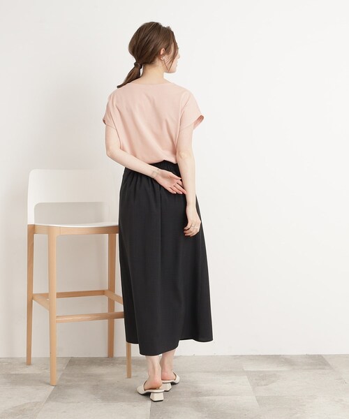 DRESKIP（ドレスキップ）の「◆【接触冷感】通勤にも〇 お顔回りを華やかに フロントレース トップス（Tシャツ/カットソー・レディース・ピンク系/ブラック/オフホワイト/ライトブルー・02/04/03）」の18枚目の写真