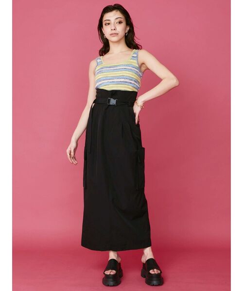 EVRIS（エヴリス）の「グラデボーダーニットタンクトップ（タンクトップ・レディース・オレンジ/グリーン/パープル/イエロー・FREE）」の8枚目の写真