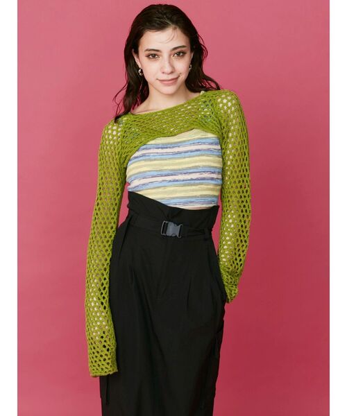 EVRIS（エヴリス）の「グラデボーダーニットタンクトップ（タンクトップ・レディース・オレンジ/グリーン/パープル/イエロー・FREE）」の9枚目の写真