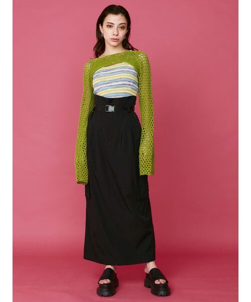 EVRIS（エヴリス）の「グラデボーダーニットタンクトップ（タンクトップ・レディース・オレンジ/グリーン/パープル/イエロー・FREE）」の10枚目の写真