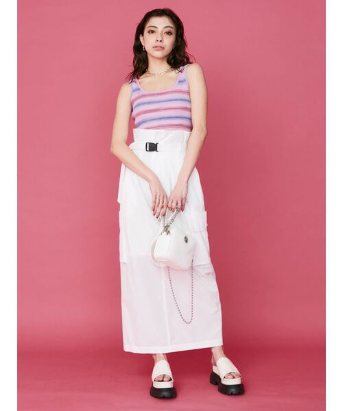 EVRIS（エヴリス）の「グラデボーダーニットタンクトップ（タンクトップ・レディース・オレンジ/グリーン/パープル/イエロー・FREE）」の16枚目の写真