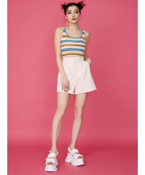 EVRIS（エヴリス）の「グラデボーダーニットタンクトップ（タンクトップ・レディース・オレンジ/グリーン/パープル/イエロー・FREE）」の19枚目の写真