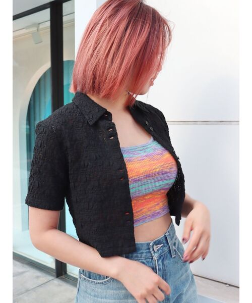 EVRIS（エヴリス）の「グラデボーダーニットタンクトップ（タンクトップ・レディース・オレンジ/グリーン/パープル/イエロー・FREE）」の22枚目の写真