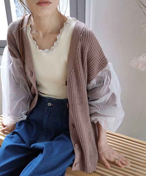 Crisp(クリスプ)の「レースリブタンクトップ(タンクトップ・レディース・アイボリー/ブルー/グレー/ブラウン/ミント/ピンクベージュ/ベージュ・FREE)」の13枚目の写真