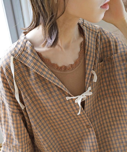 Crisp(クリスプ)の「レースリブタンクトップ(タンクトップ・レディース・アイボリー/ブルー/グレー/ブラウン/ミント/ピンクベージュ/ベージュ・FREE)」の18枚目の写真