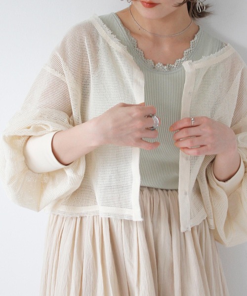 Crisp(クリスプ)の「レースリブタンクトップ(タンクトップ・レディース・アイボリー/ブルー/グレー/ブラウン/ミント/ピンクベージュ/ベージュ・FREE)」の15枚目の写真