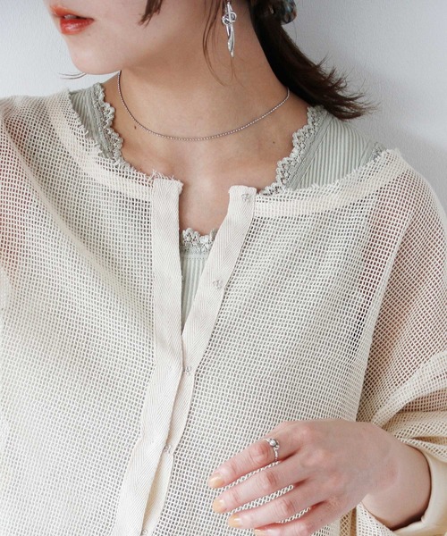 Crisp(クリスプ)の「レースリブタンクトップ(タンクトップ・レディース・アイボリー/ブルー/グレー/ブラウン/ミント/ピンクベージュ/ベージュ・FREE)」の14枚目の写真