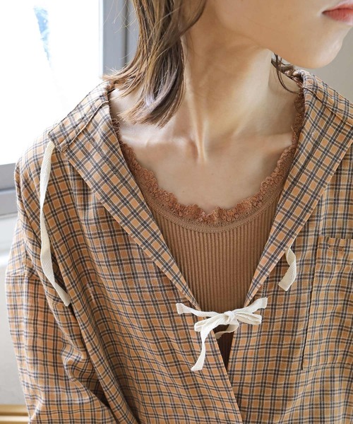 Crisp(クリスプ)の「レースリブタンクトップ(タンクトップ・レディース・アイボリー/ブルー/グレー/ブラウン/ミント/ピンクベージュ/ベージュ・FREE)」の10枚目の写真