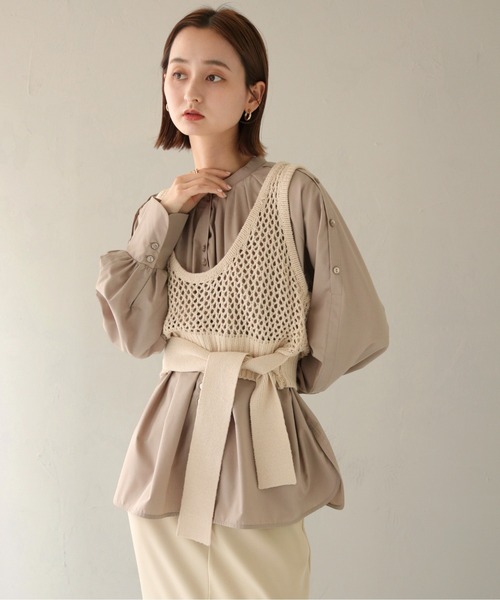 CLEIO（クレイオ）の「【CLEIO】ニットビスチェ（ベスト・レディース・アイボリー/モカ・FREE）」の2枚目の写真