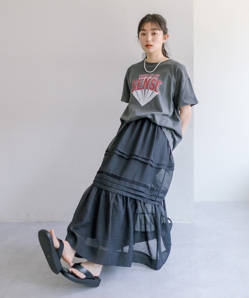 PUAL CE CIN(ピュアルセシン)の「ヴィンテージライクロックT(Tシャツ/カットソー・レディース・オフホワイト/チャコールグレー/ライトベージュ/オリーブ・FREE)」の17枚目の写真