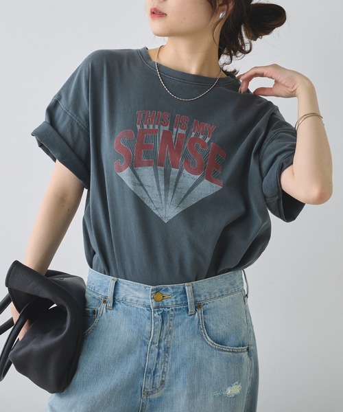 PUAL CE CIN(ピュアルセシン)の「ヴィンテージライクロックT(Tシャツ/カットソー・レディース・オフホワイト/チャコールグレー/ライトベージュ/オリーブ・FREE)」の8枚目の写真