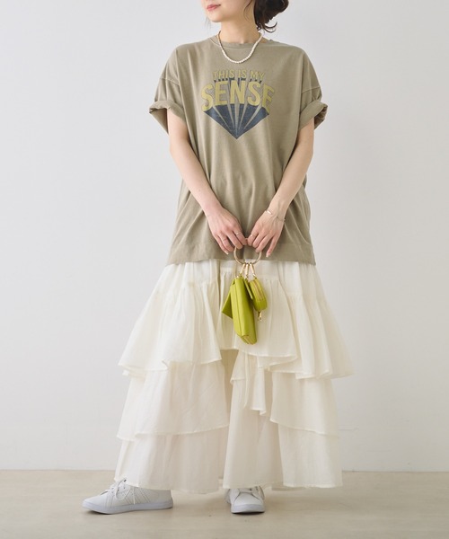 PUAL CE CIN(ピュアルセシン)の「ヴィンテージライクロックT(Tシャツ/カットソー・レディース・オフホワイト/チャコールグレー/ライトベージュ/オリーブ・FREE)」の15枚目の写真