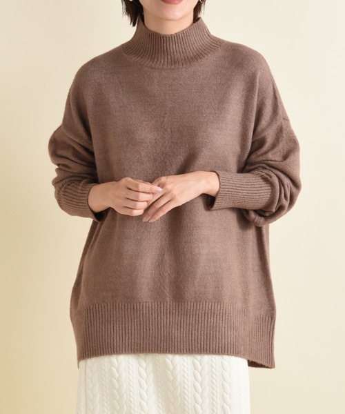 INTERPLANET（インタープラネット）の「バックスリットハイネックブークレニット（ニット/セーター・レディース・ピンク/チャコールグレー/ブラウン/アイボリー・FREE）」の18枚目の写真