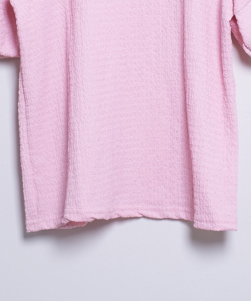 shopnikoniko（ショップニコニコ）の「ぽこぽこトップス 半袖 パフスリーブ ふくれジャガード（Tシャツ/カットソー・レディース・アイボリー/ブルー/ピンク/イエロー/パープル・フリー）」の19枚目の写真