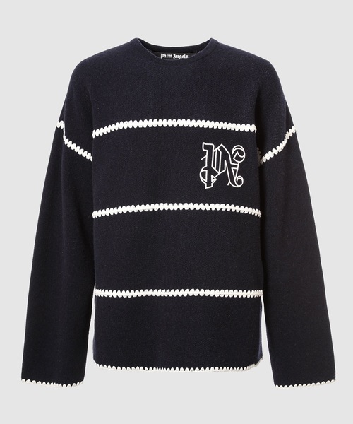 Palm Angels（パームエンジェルス）の「PA MONOGRAM STRIPED SWEATER（ニット/セーター・メンズ・ネイビー系・M/L）」の5枚目の写真