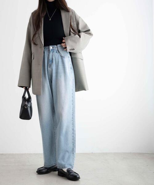 WEGO（ウィゴー）の「WEGO/ウエストフックデニムパンツ（デニムパンツ・レディース・ブラック/ライトインディゴブルー・FREE）」の4枚目の写真