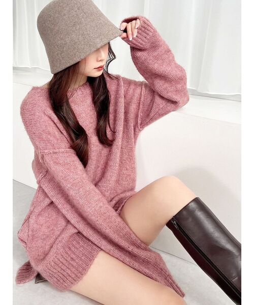 RESEXXY（リゼクシー）の「ルーズオーバーニットトップス（ニット/セーター・レディース・ベージュ/ホワイト/ピンク・FREE）」の3枚目の写真