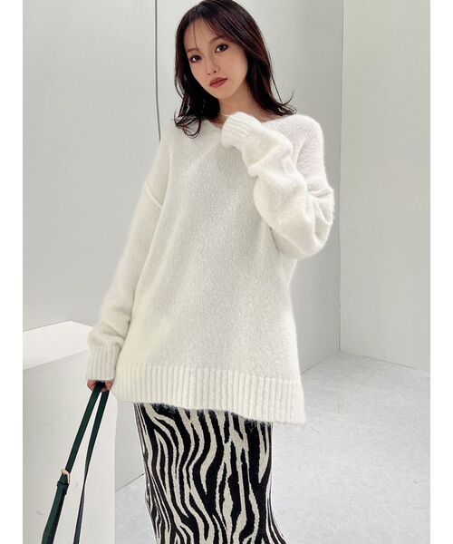 RESEXXY（リゼクシー）の「ルーズオーバーニットトップス（ニット/セーター・レディース・ベージュ/ホワイト/ピンク・FREE）」の20枚目の写真